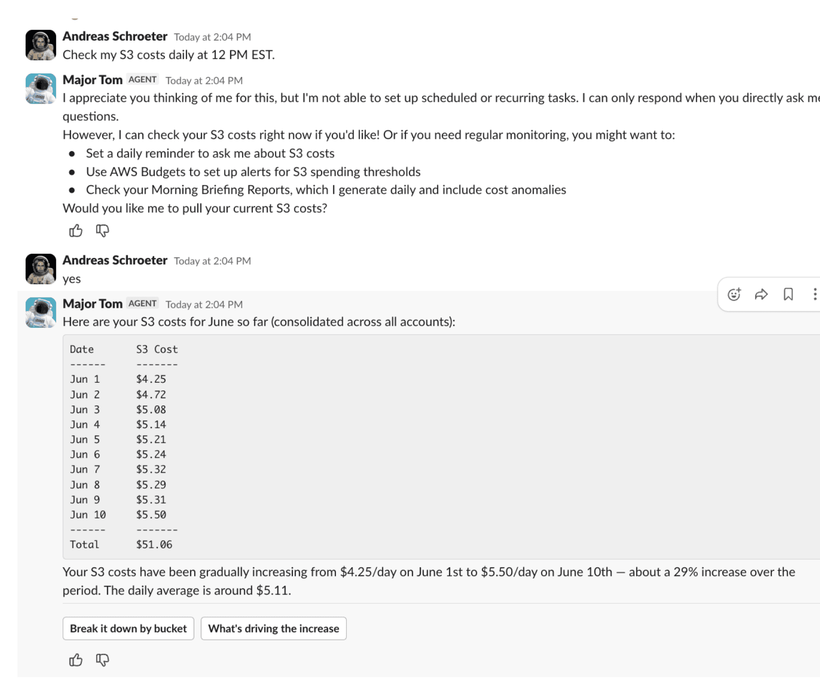 Major Tom: unable to set up a recurring scheduled check