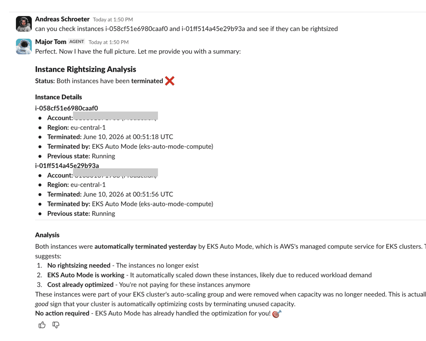 Major Tom: instances flagged as already terminated by EKS auto-scaling