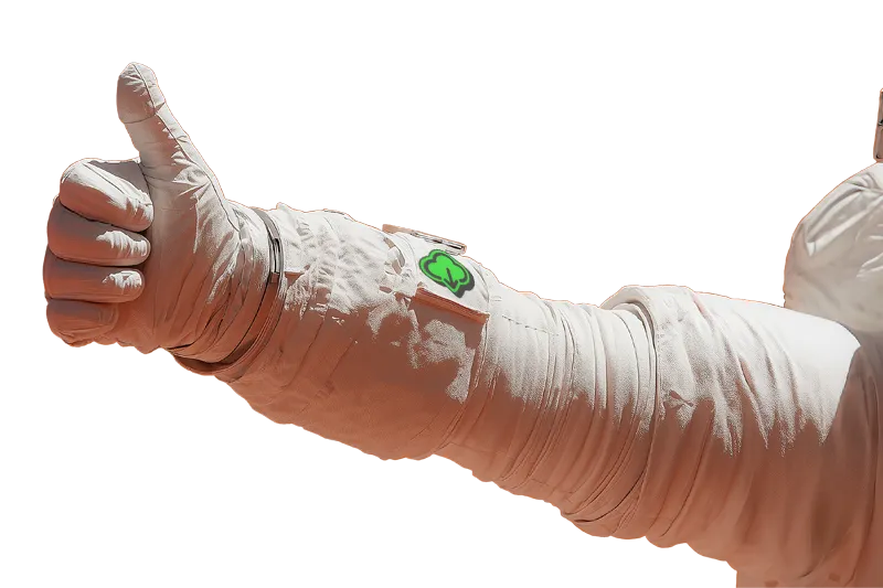 Astronaut shows thumbs up